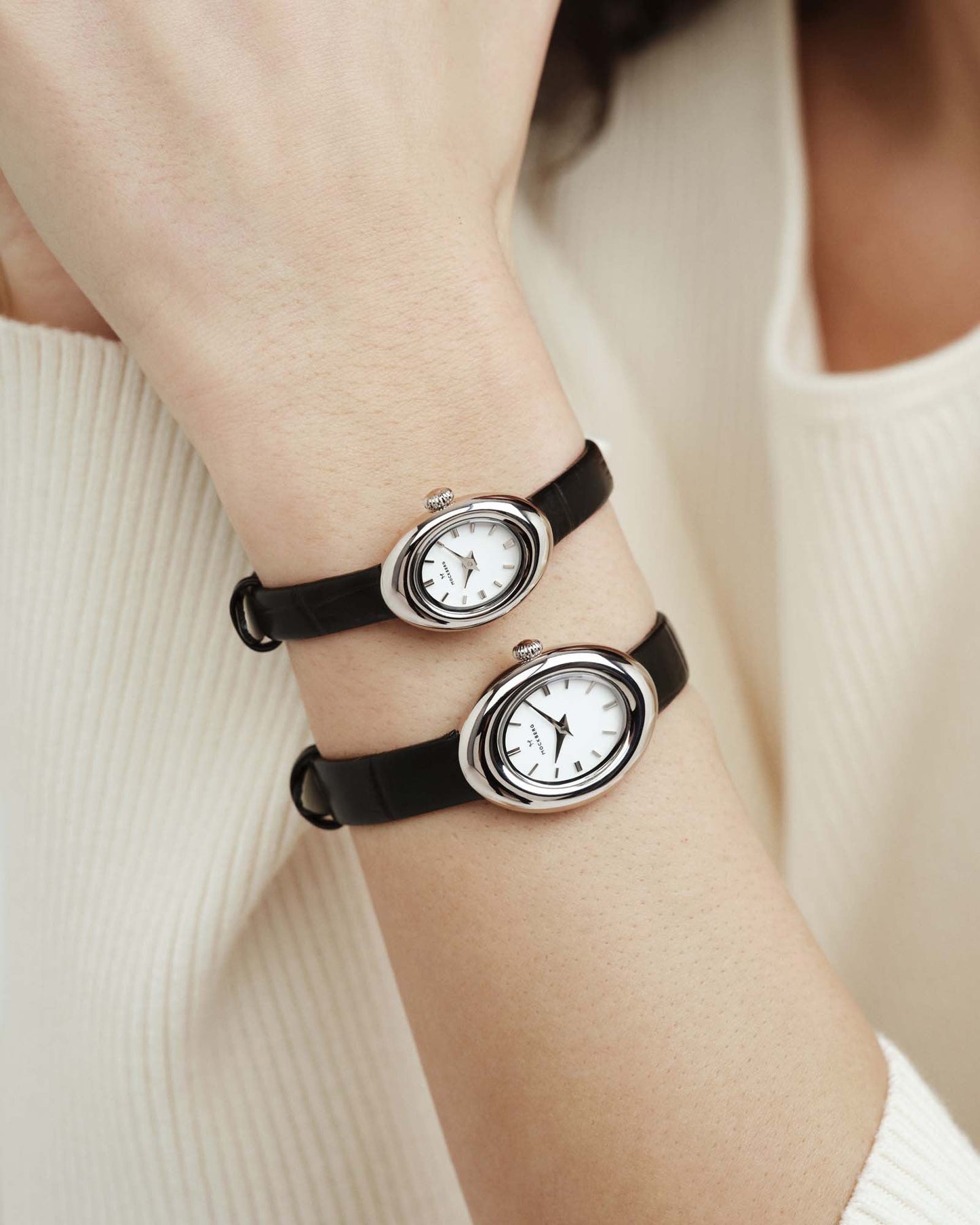 Belle Oval Petite Leather Watch