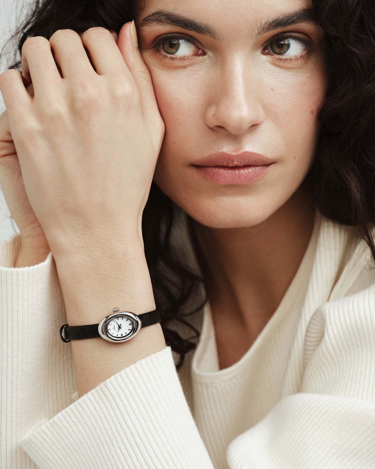 Belle Oval Petite Leather Watch