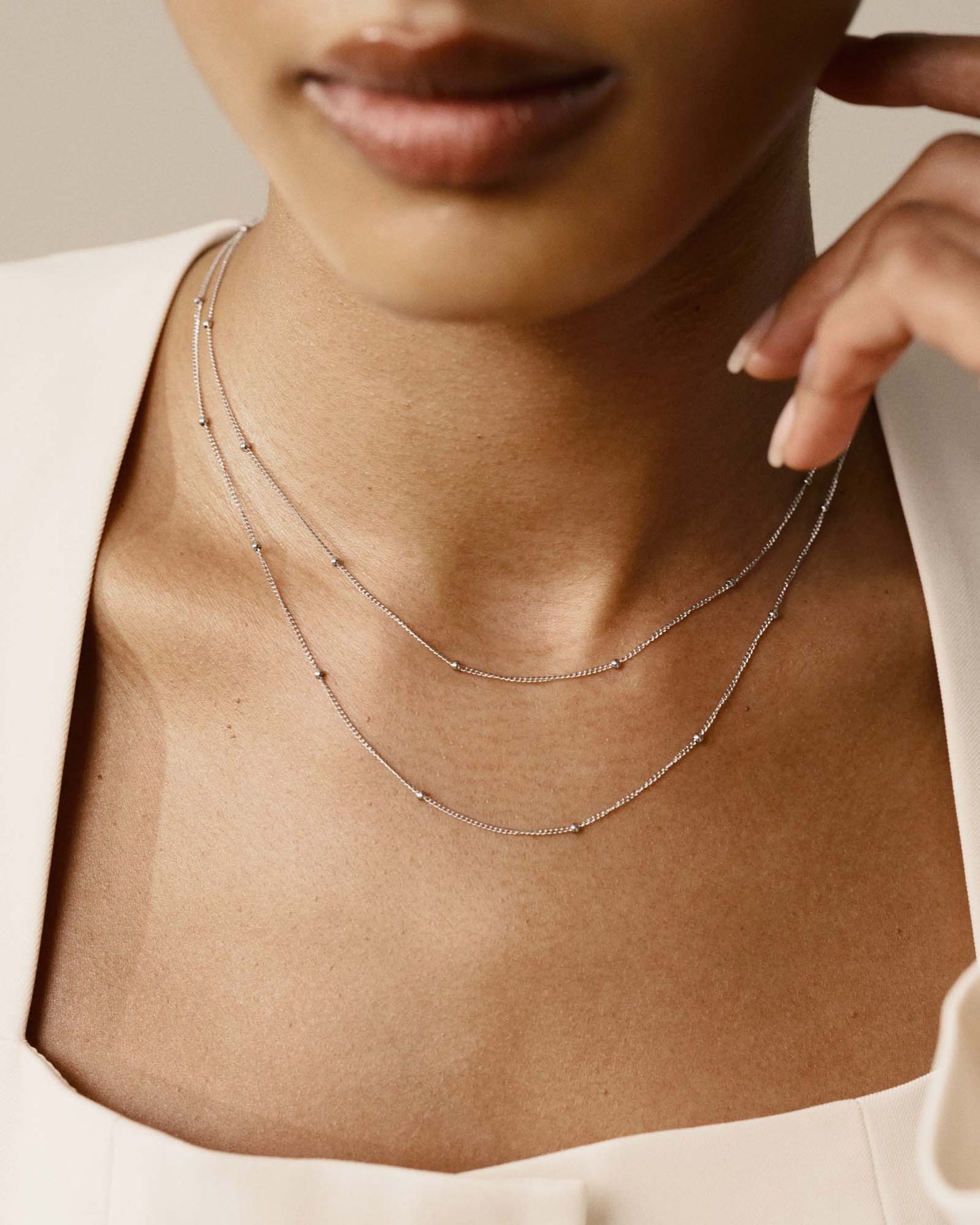 Beaded Chain Steel Small Necklace