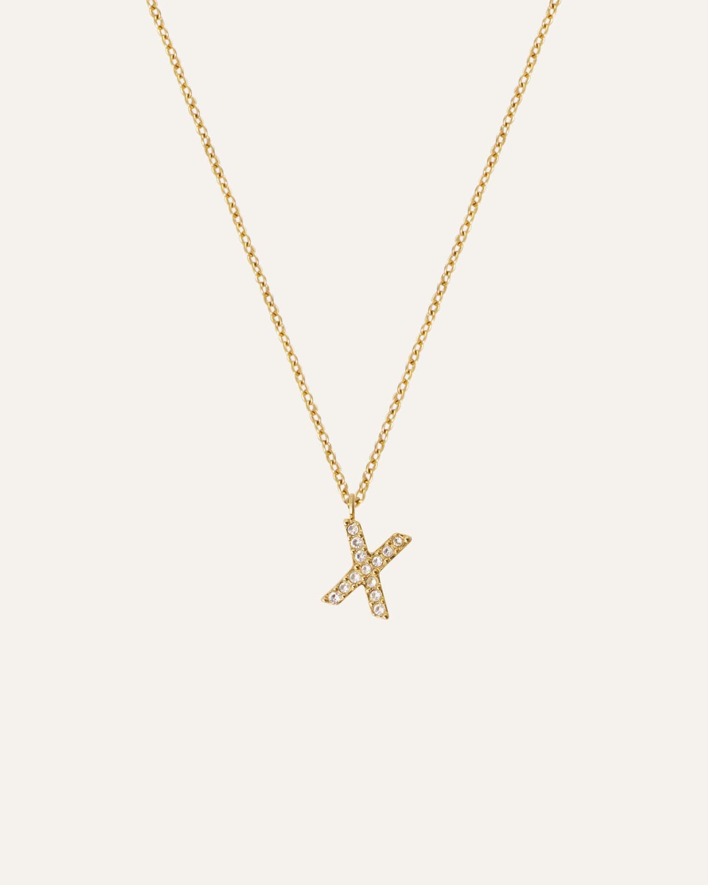 Petite Stone Letter Gold Necklace