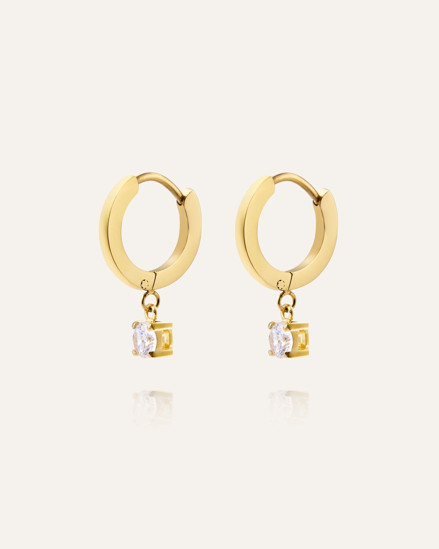 Jolie Gold Hoops - White