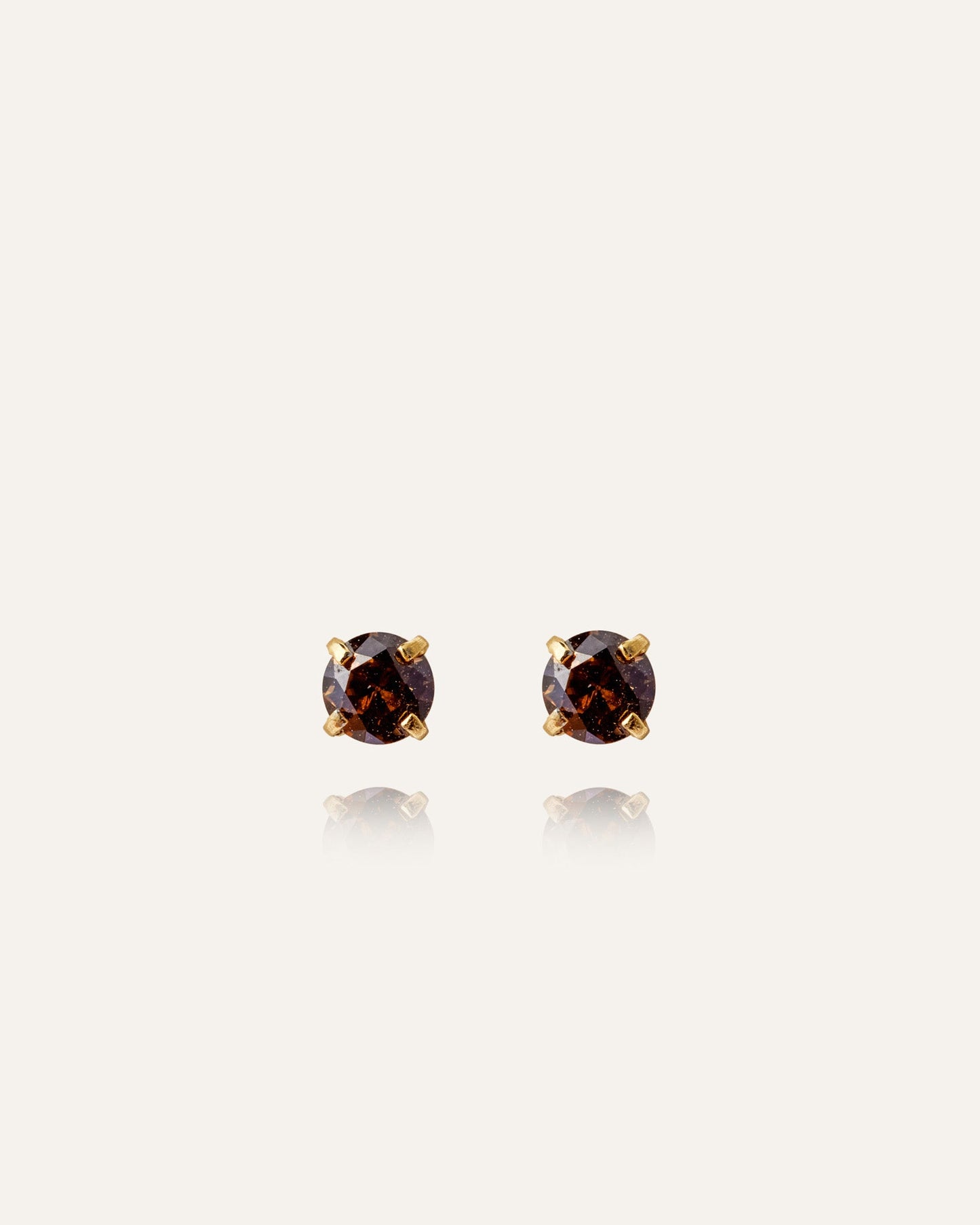 Jolie Gold Small Studs - Coffee