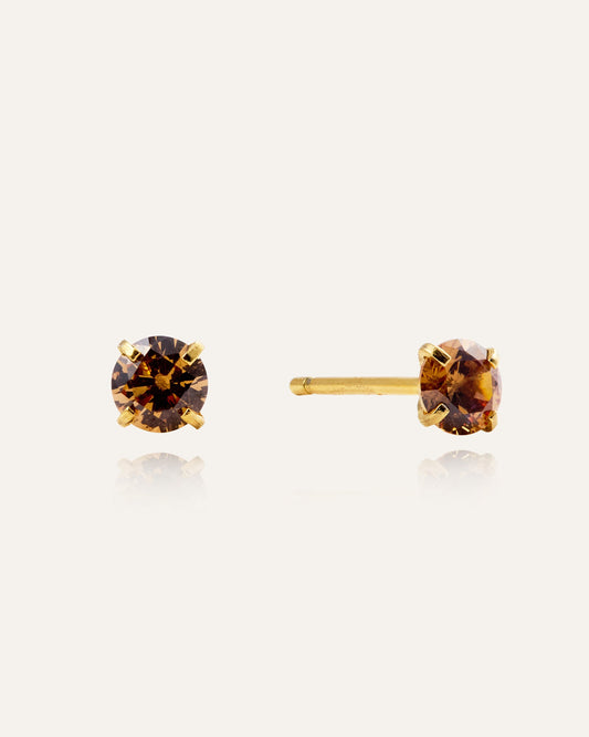 Jolie Gold Medium Studs - Coffee