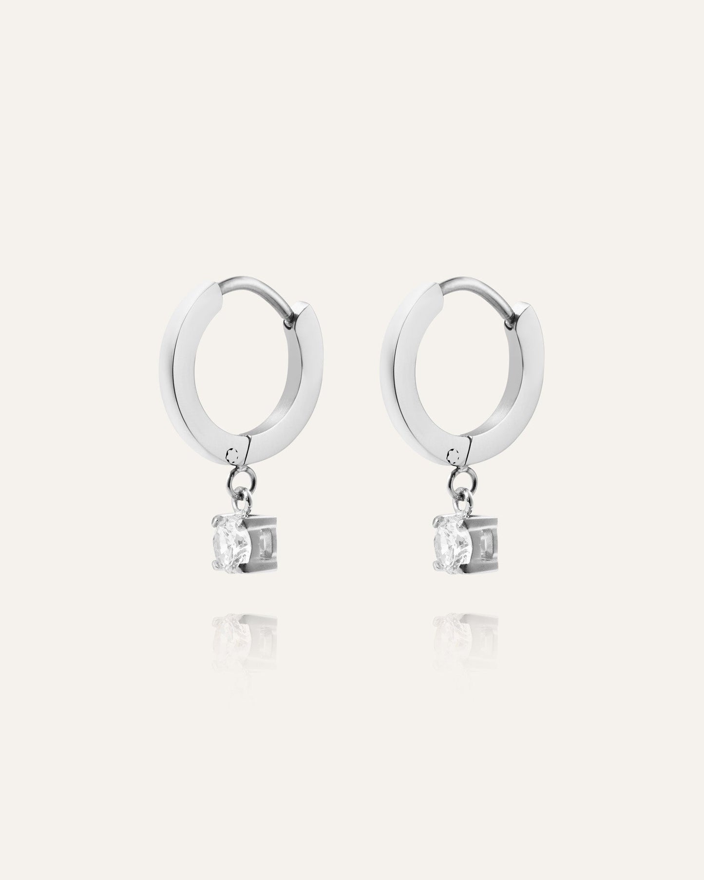 Jolie Silver Hoops - White