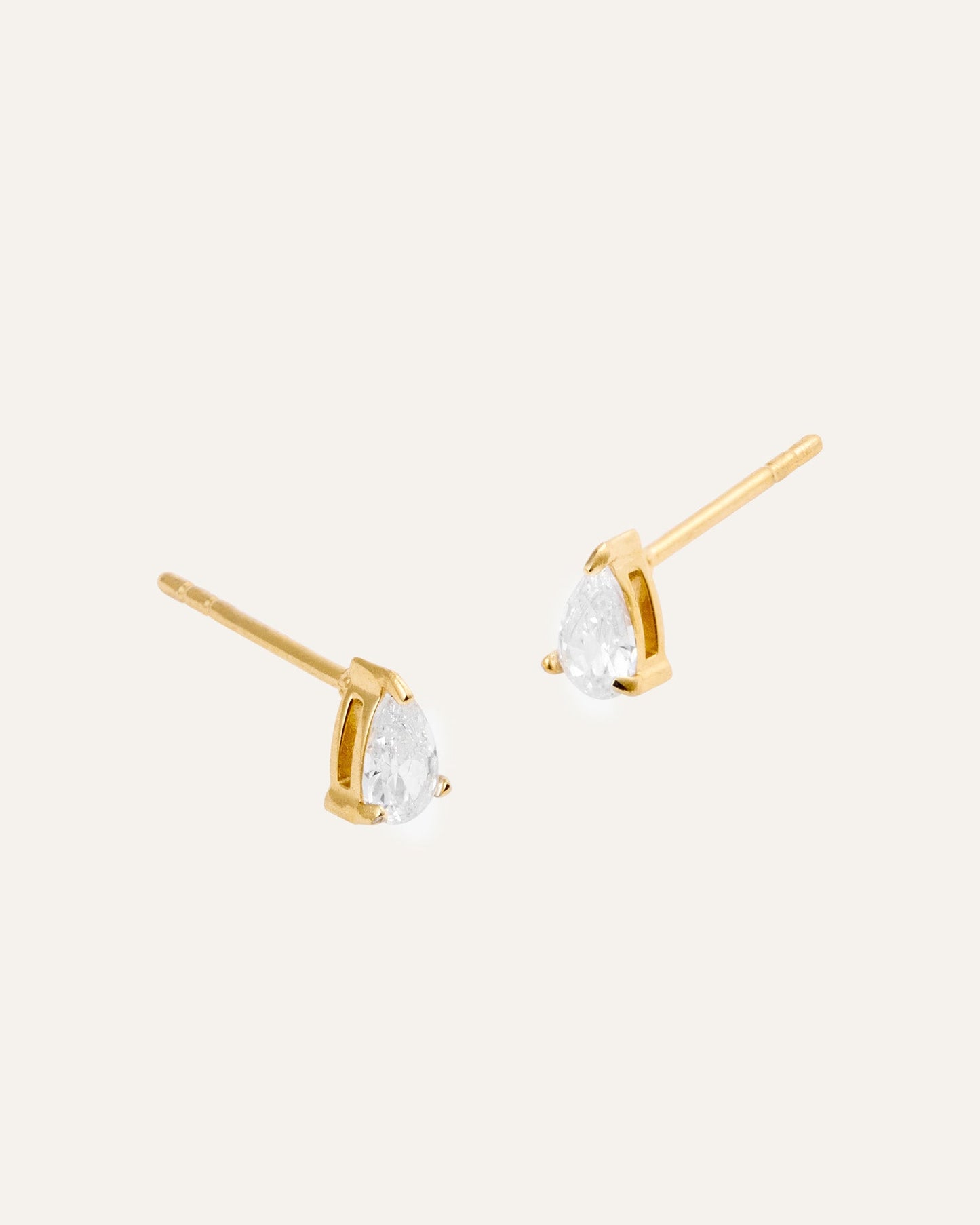 Belle Gold Small Studs - White