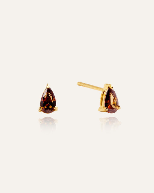 Belle Gold Small Studs - Coffee