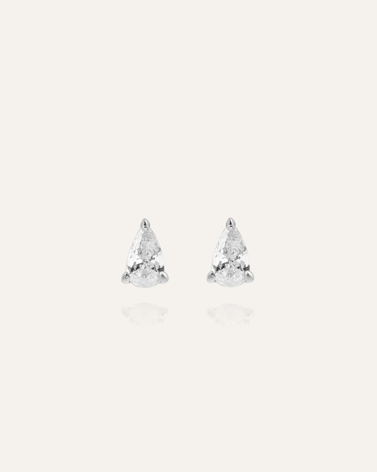 Belle Silver Small Studs - White