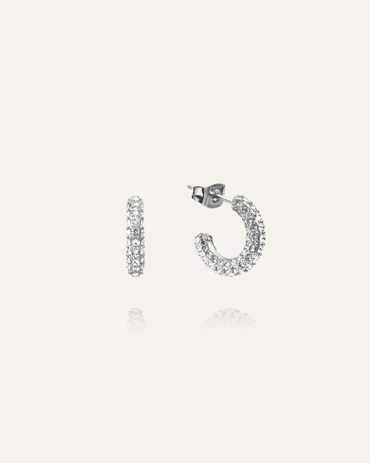 Pavé eternal small silver earrings