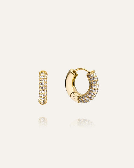 Pavé everyday medium gold hoops