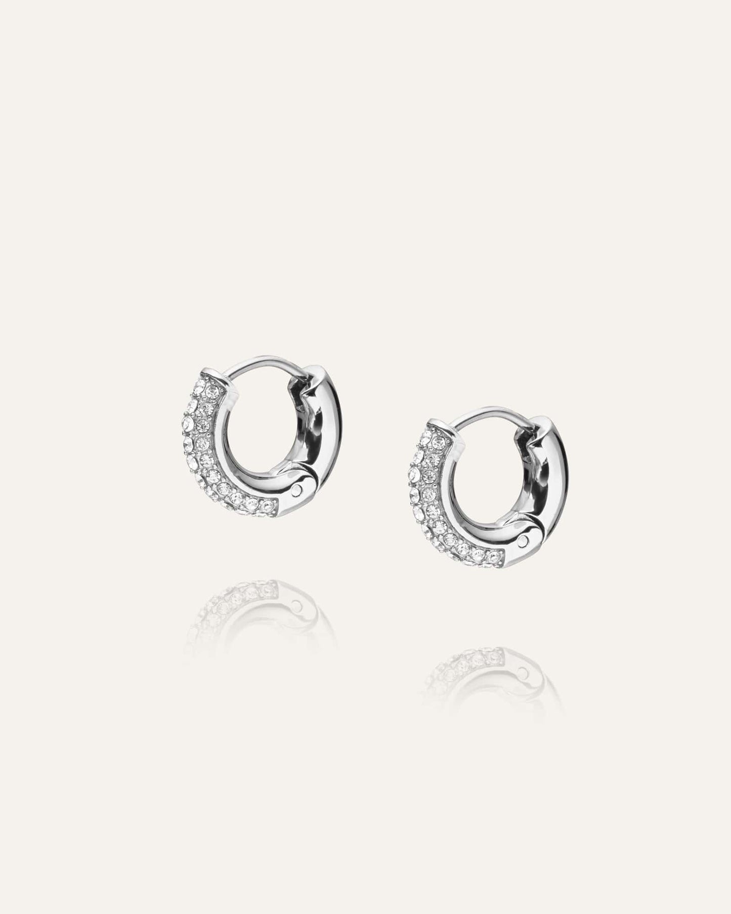 Pavé everyday small silver hoops