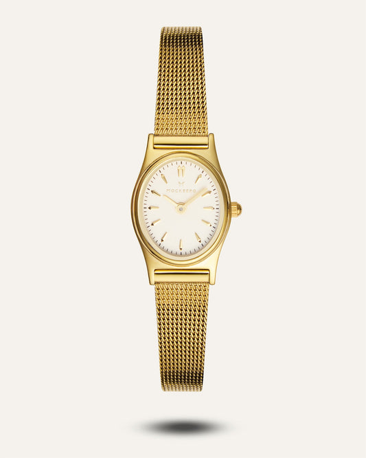 Retro Mesh Gouden Horloge