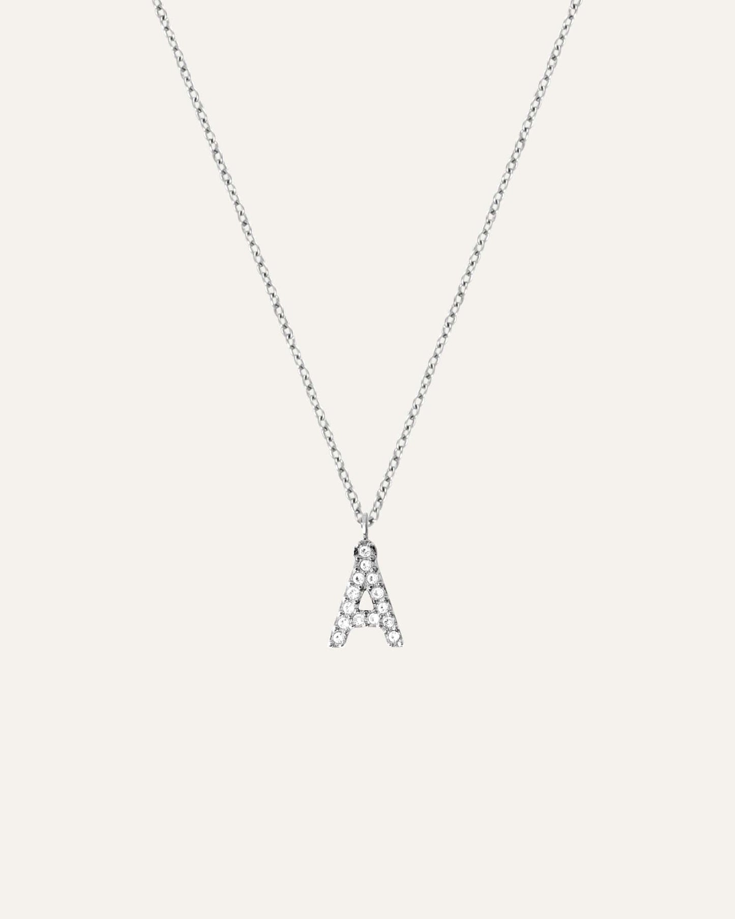 Petite Stone Letter Silver Necklace