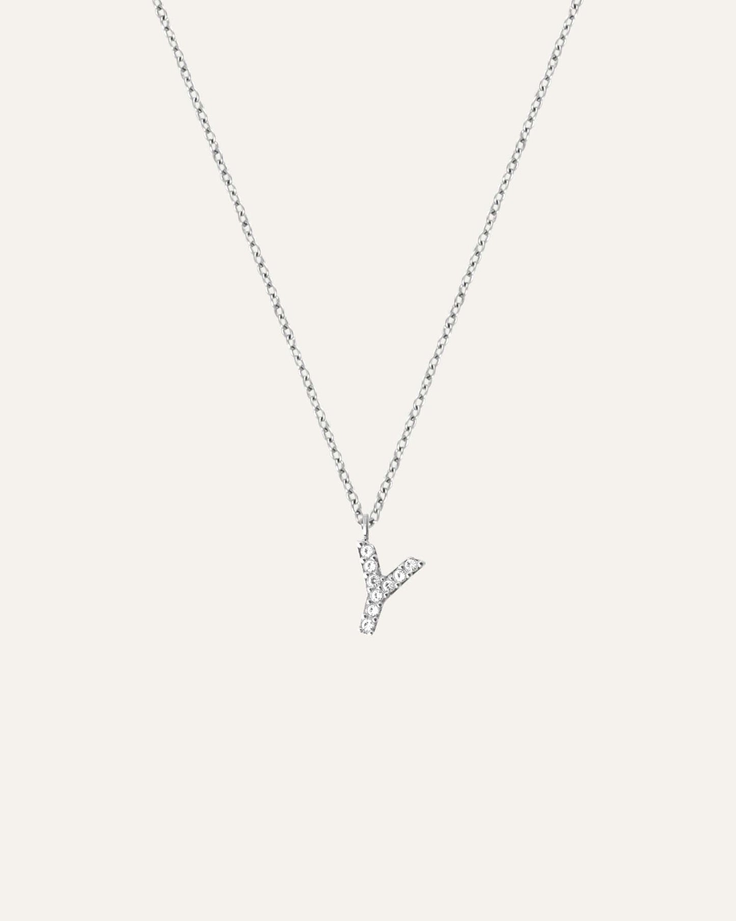 Petite Stone Letter Silver Necklace