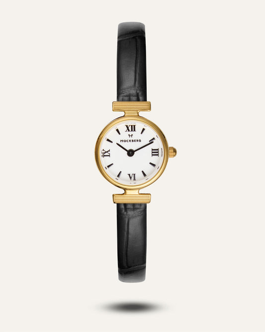 Vintage Leren Gouden Horloge