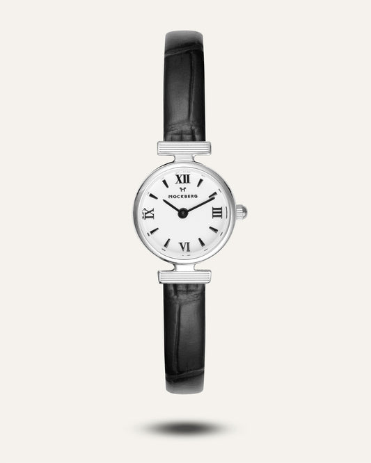 Vintage leren zilveren horloge