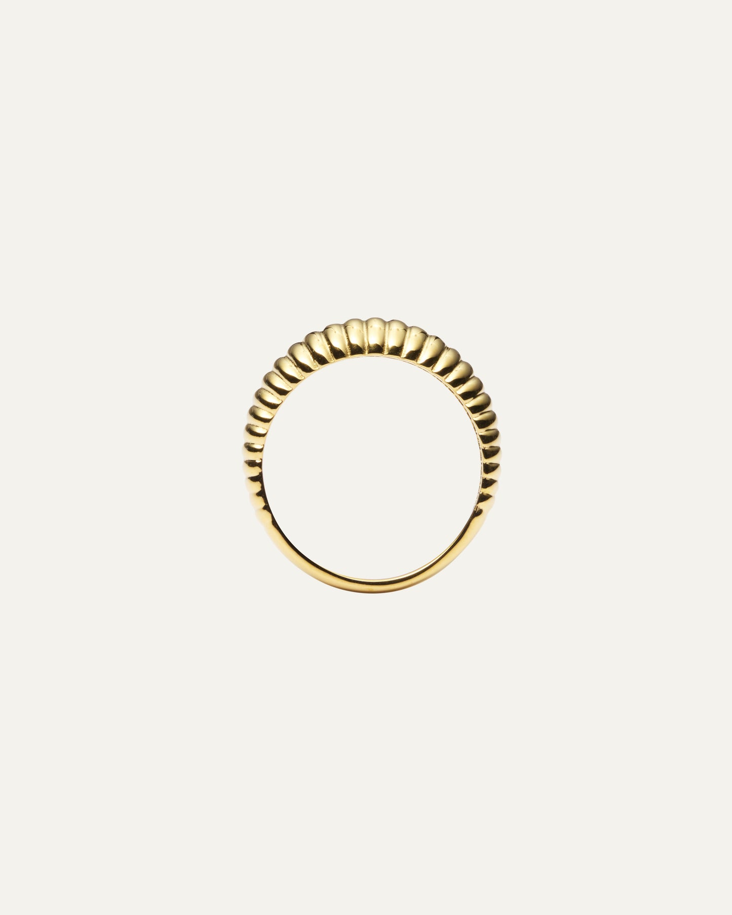 Retro Ribbed Gold Ring