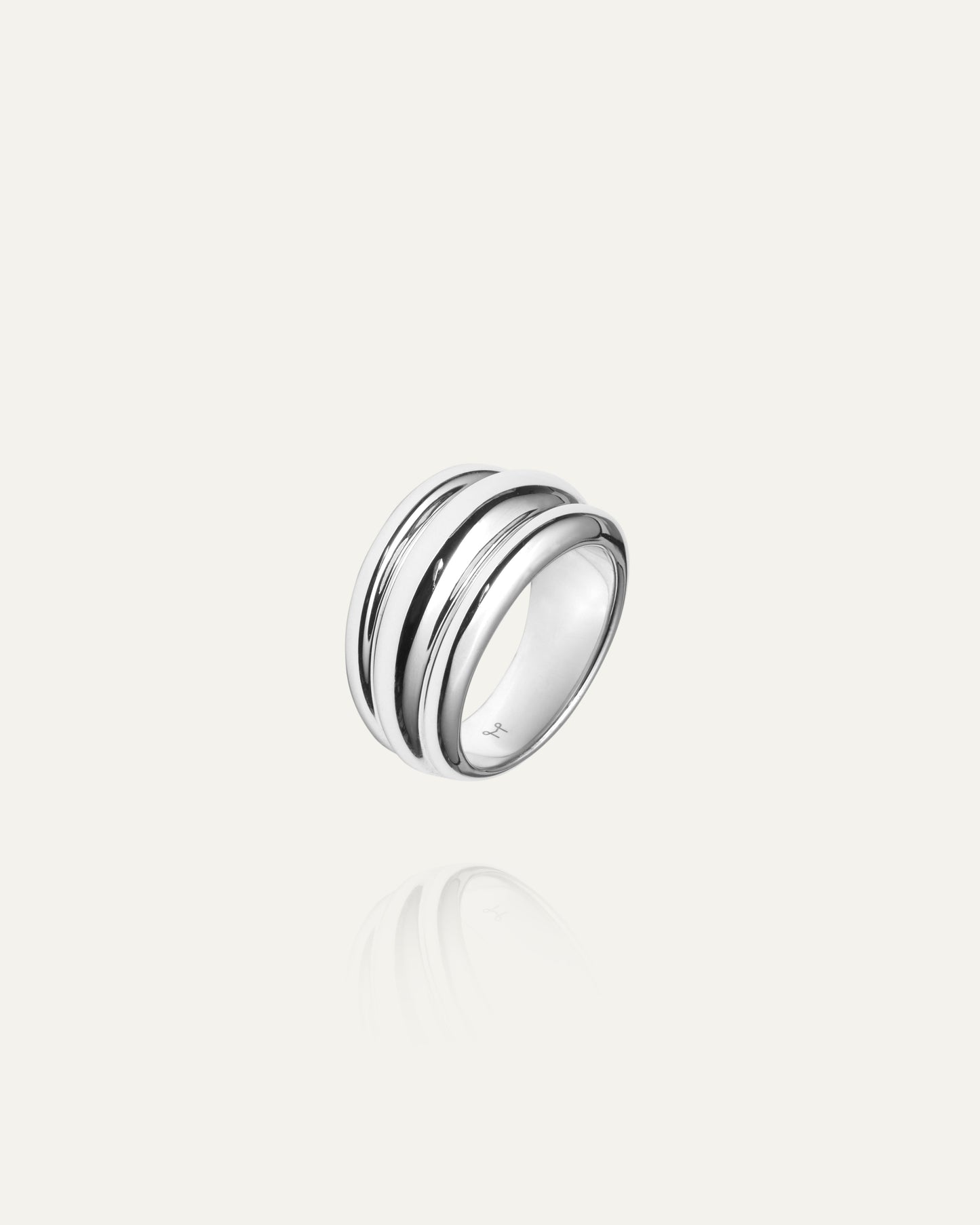 Deco Ribbed Silver Ring